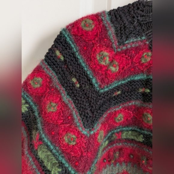 Talbots Vintage Christmas Wool Button-Up Cardigan M - Picture 2 of 12